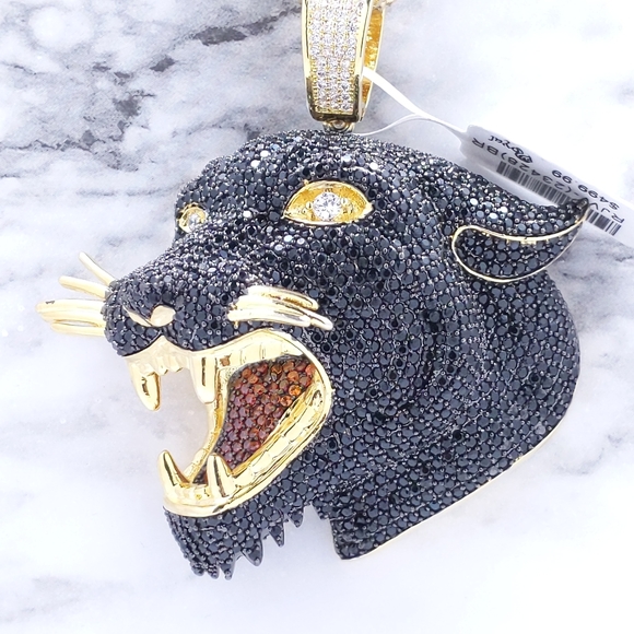 Customized Other - 14K Gold Finish Black Panther Pendant
